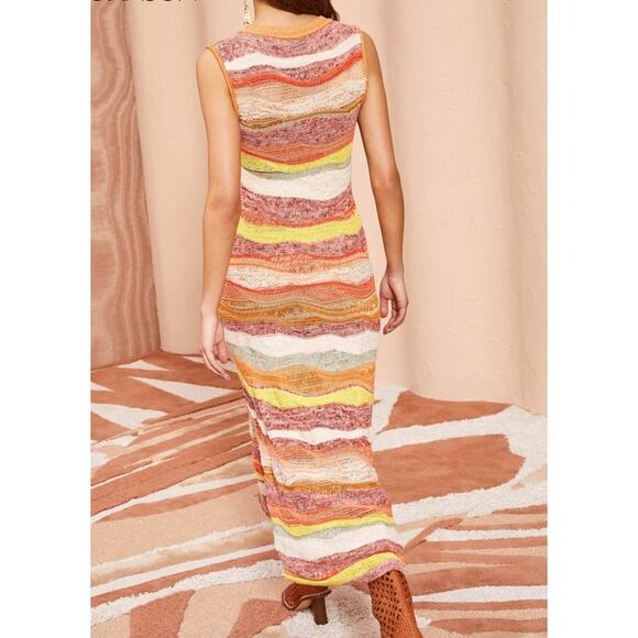 Ulla Johnson Gaia Wavy-Stripes A-Line Knit Maxi Dress in Agate size large L - Picture 4 of 16